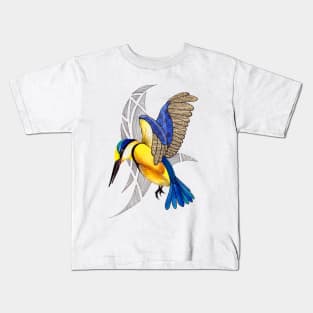 Sacred Kingfisher in flight Kids T-Shirt